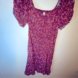 Old Navy floral  fit and flare, burgundy, summer dress size Large